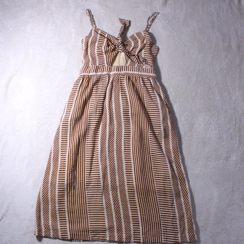 LUSH Tan Striped Dress with Cut Out